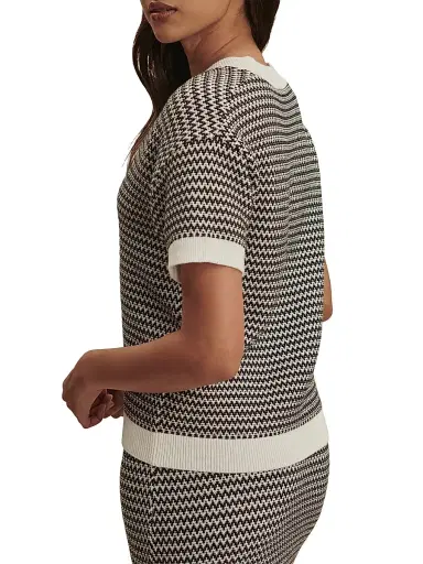 Varley Women's Dora Chevron Knit Top - Snow White Black | Thumbnail 4