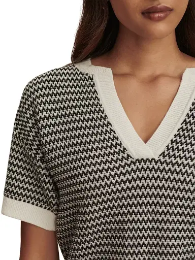 Varley Women's Dora Chevron Knit Top - Snow White Black | Thumbnail 5