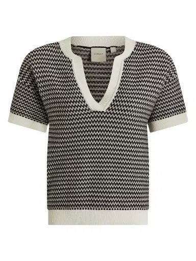 Varley Women's Dora Chevron Knit Top - Snow White Black | Thumbnail 1
