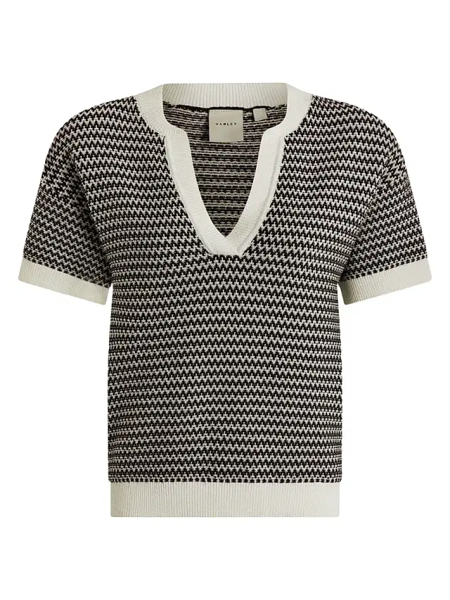 Varley Women's Dora Chevron Knit Top - Snow White Black