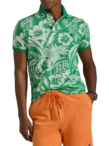 Polo Ralph Lauren Men's Tropical-Print Mesh-Knit Cotton Polo Shirt | Thumbnail 6 Polo Ralph Lauren Men's Tropical-Print Mesh-Knit Cotton Polo Shirt | Thumbnail 6
