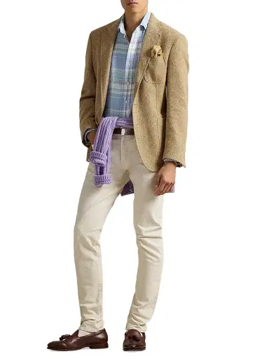 Polo Ralph Lauren Men's Slubby Linen Plaid Shirt - Blue Orange Multi | Thumbnail 2