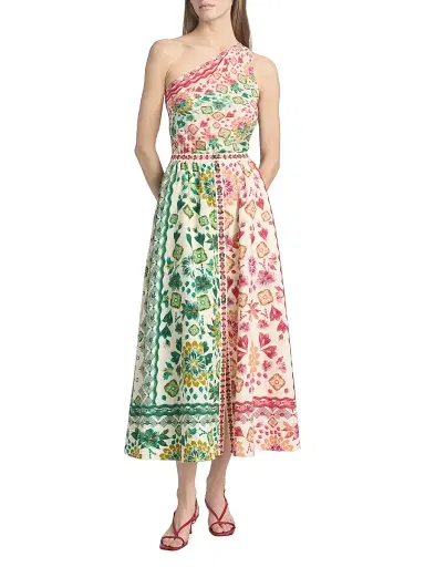 Saloni Women's Judi Two-Tone Floral Cotton Midi-Skirt - Sunrise Gem - Size 6 | Thumbnail 2