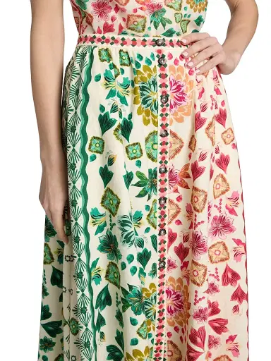 Saloni Women's Judi Two-Tone Floral Cotton Midi-Skirt - Sunrise Gem - Size 6 | Thumbnail 6