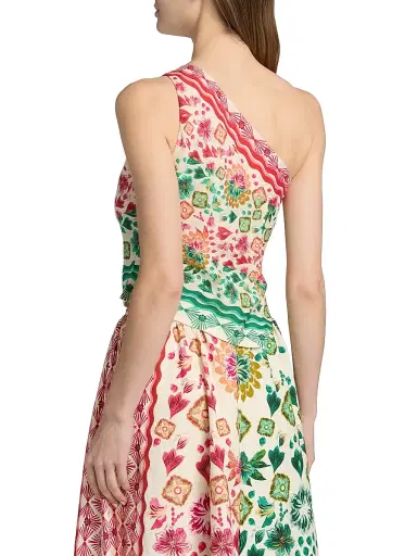 Saloni Women's Madeline Two-Tone Floral Asymmetric One-Shoulder Top - Sunrise Ornamental | Thumbnail 5 Saloni Women's Madeline Two-Tone Floral Asymmetric One-Shoulder Top - Sunrise Ornamental | Thumbnail 5