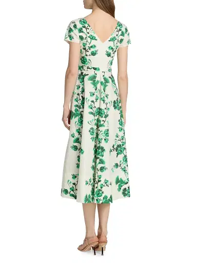 Saloni Women's Zoey Floral Button-Front Midi-Dress - Saffier Vines - Size 2 | Thumbnail 5 Saloni Women's Zoey Floral Button-Front Midi-Dress - Saffier Vines - Size 2 | Thumbnail 5