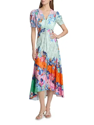 Saloni Women's Lea Floral Silk Maxi Dress - Papaver Cascade - Size 14 | Thumbnail 3 Saloni Women's Lea Floral Silk Maxi Dress - Papaver Cascade - Size 14 | Thumbnail 3