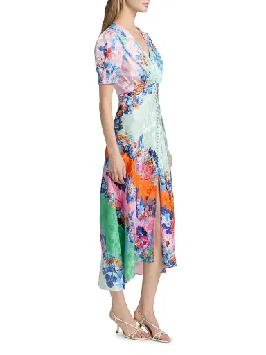 Saloni Women's Lea Floral Silk Maxi Dress - Papaver Cascade - Size 14 | Thumbnail 4 Saloni Women's Lea Floral Silk Maxi Dress - Papaver Cascade - Size 14 | Thumbnail 4