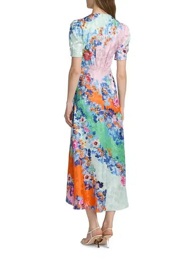 Saloni Women's Lea Floral Silk Maxi Dress - Papaver Cascade - Size 14 | Thumbnail 5 Saloni Women's Lea Floral Silk Maxi Dress - Papaver Cascade - Size 14 | Thumbnail 5