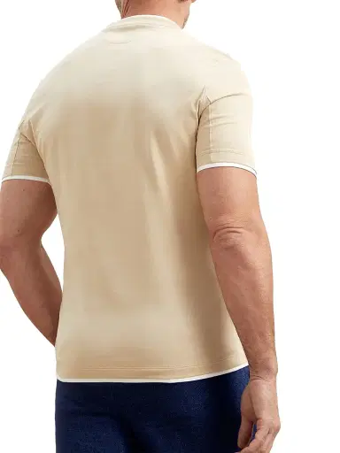 Brunello Cucinelli Men's Cotton Jersey Round Neck Slim Fit T-Shirt With Faux-Layering - Beige - Size XXL | Thumbnail 3
