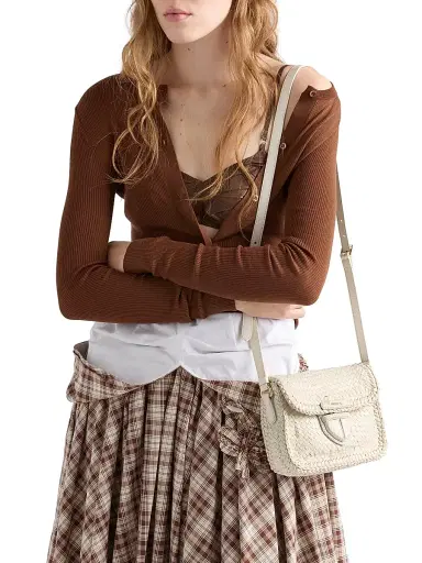 Prada Women's Woven Leather Mini Shoulder Bag | Thumbnail 2 Prada Women's Woven Leather Mini Shoulder Bag | Thumbnail 2