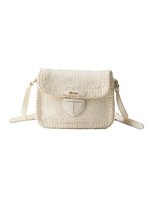 Prada Women's Woven Leather Mini Shoulder Bag - White
