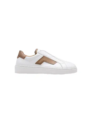Magnanni Men's Phoenix Leather Low-Top Sneakers - White And Taupe | Thumbnail 1