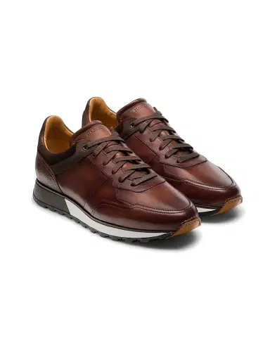 Magnanni Men's Arco Leather Low-Top Sneakers - Mid Brown | Thumbnail 2