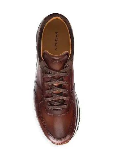 Magnanni Men's Arco Leather Low-Top Sneakers - Mid Brown | Thumbnail 3