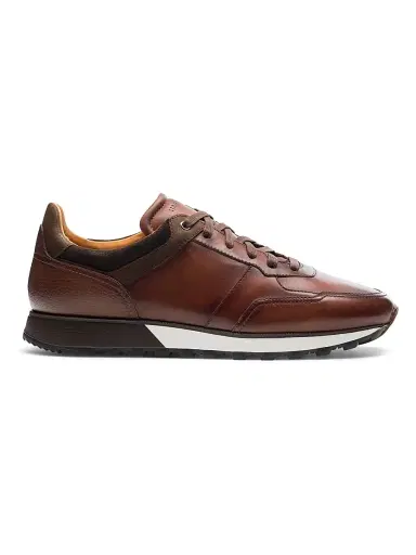 Magnanni Men's Arco Leather Low-Top Sneakers - Mid Brown | Thumbnail 1