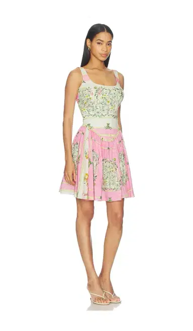 Falguni Shane Peacock Pink Odyssey Cotton Lycra Short Dress | Thumbnail 2