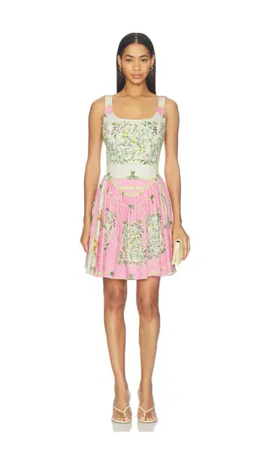 Falguni Shane Peacock Pink Odyssey Cotton Lycra Short Dress | Thumbnail 1