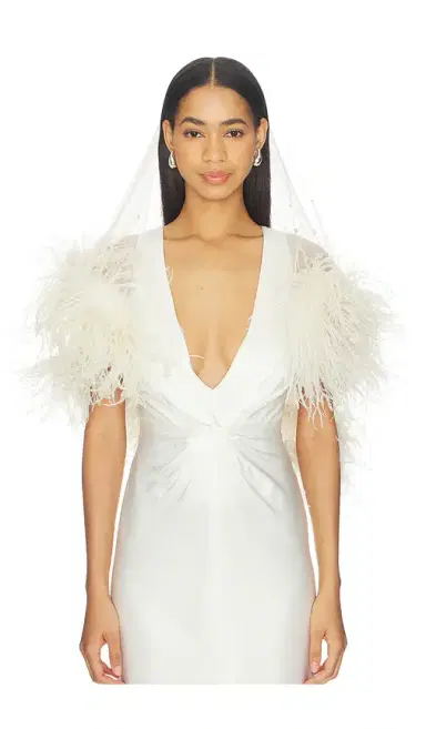 Lapointe x REVOLVE Tulle Embroidered Short Veil With Feathers | Thumbnail 2