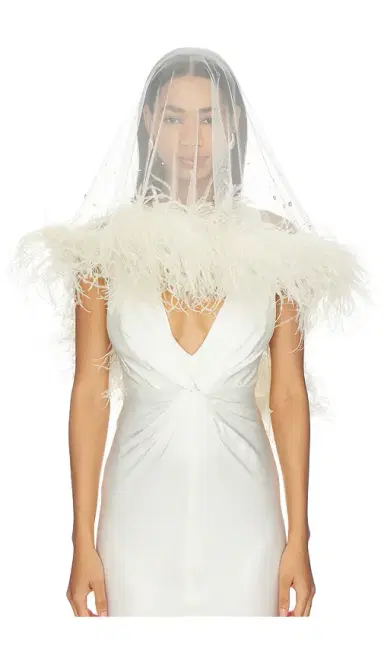 Lapointe x REVOLVE Tulle Embroidered Short Veil With Feathers | Thumbnail 1