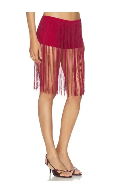 1XBLUE Long Fringe Hot Pants Red | Thumbnail 2
