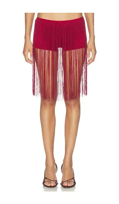 1XBLUE Long Fringe Hot Pants Red | Thumbnail 1