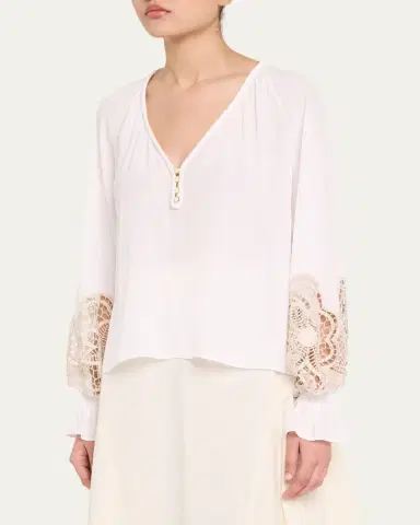 Ramy Brook Adelaide Cutout Embroidered Long-Sleeve Blouse | Thumbnail 4 Ramy Brook Adelaide Cutout Embroidered Long-Sleeve Blouse | Thumbnail 4