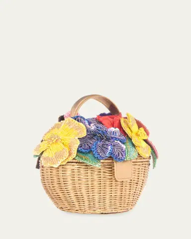 Judith Leiber Couture Beaded Flower Wicker Basket Top-Handle Bag | Thumbnail 2