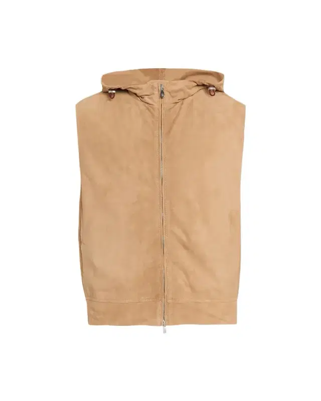 Brunello Cucinelli Men's Hooded Full-Zip Leather Vest