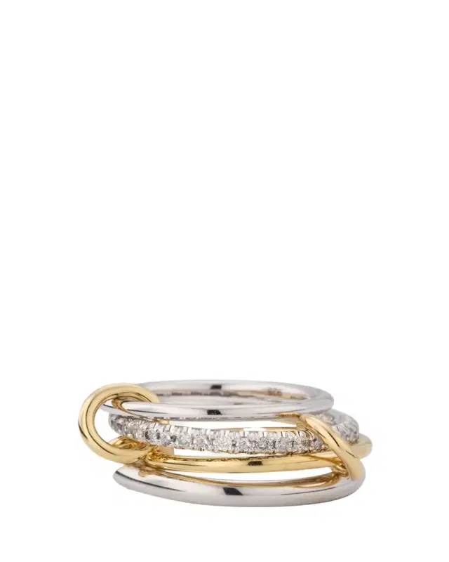 18K Yellow Gold and Silver Nimbus SG Gris 4-Link Diamond Ring