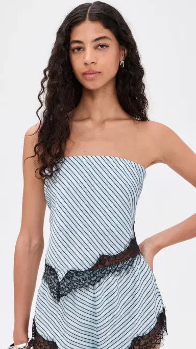 AFRM Dyanah Blouse Soft Stripe XL | Thumbnail 2