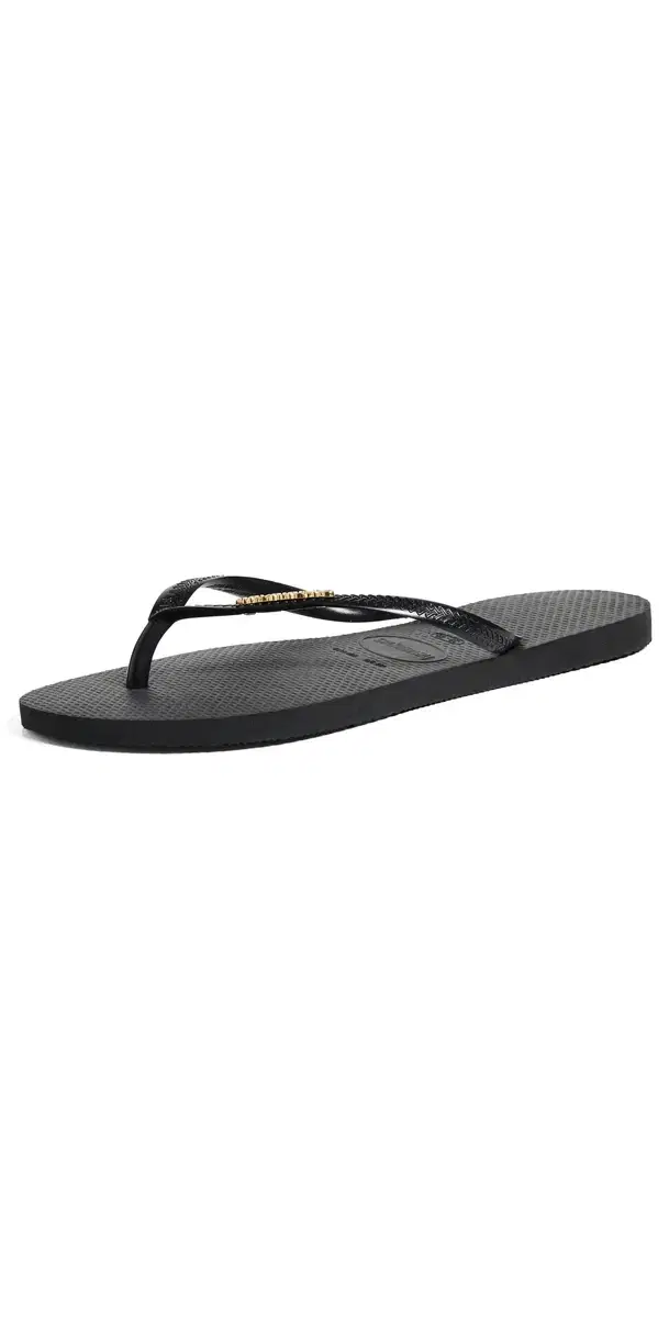 Slim Metallic Logo Sandals Black/Golden