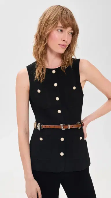 Cinq à Sept Sunflare Belt Kole Vest Black/Champagne | Thumbnail 2 Cinq à Sept Sunflare Belt Kole Vest Black/Champagne | Thumbnail 2