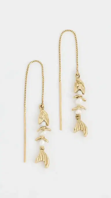 ALÉMAIS Calypso Pearl Fish Chain Earrings Multi One Size | Thumbnail 2