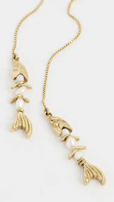 ALÉMAIS Calypso Pearl Fish Chain Earrings Multi One Size | Thumbnail 4