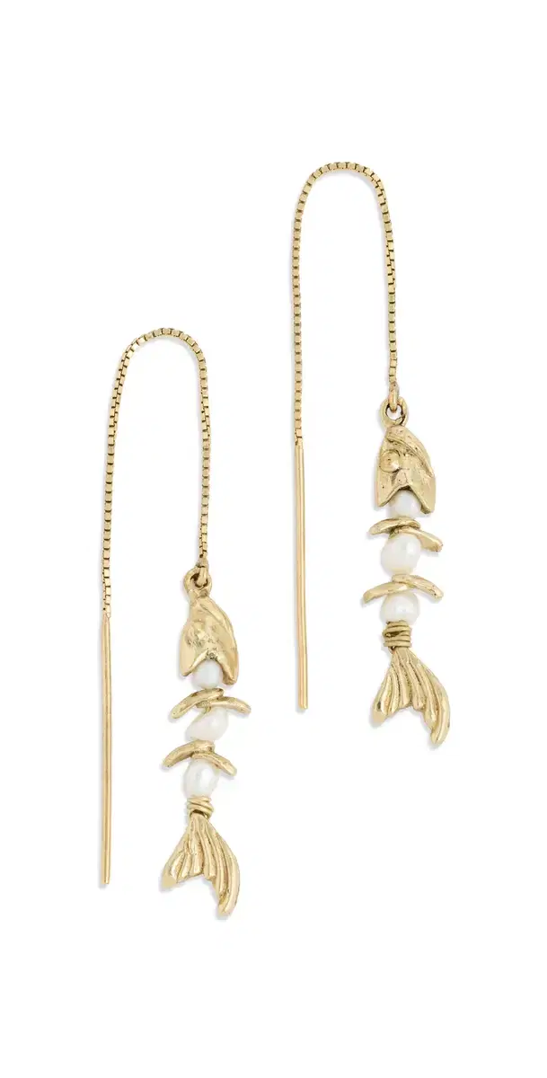 Calypso Pearl Fish Chain Earrings Multi One Size