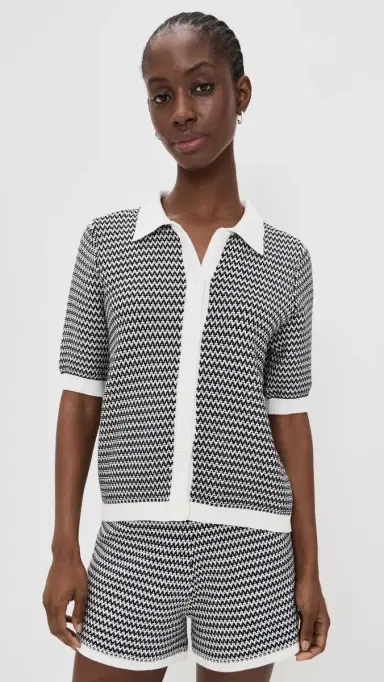 Varley Gaelle Polo Knit Top now White/Black | Thumbnail 2
