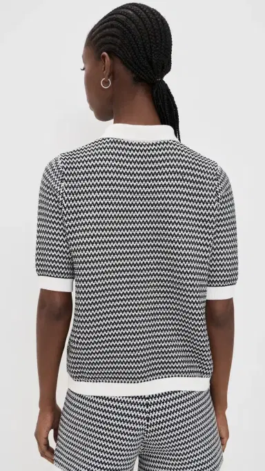 Varley Gaelle Polo Knit Top now White/Black | Thumbnail 3
