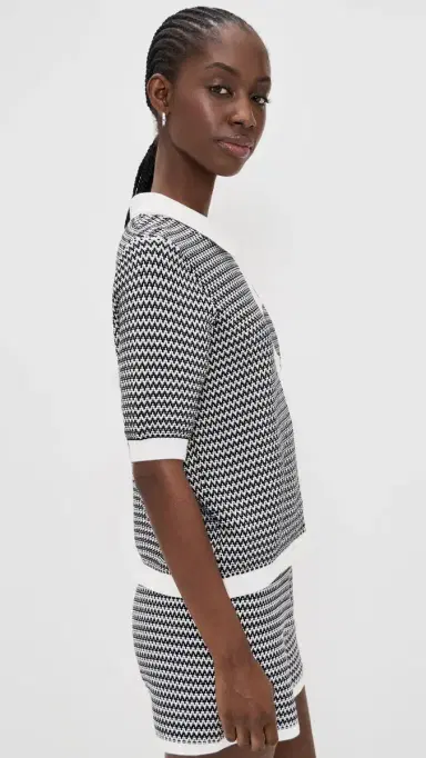 Varley Gaelle Polo Knit Top now White/Black | Thumbnail 4