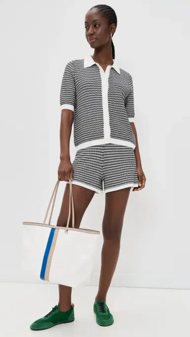 Varley Gaelle Polo Knit Top now White/Black | Thumbnail 5