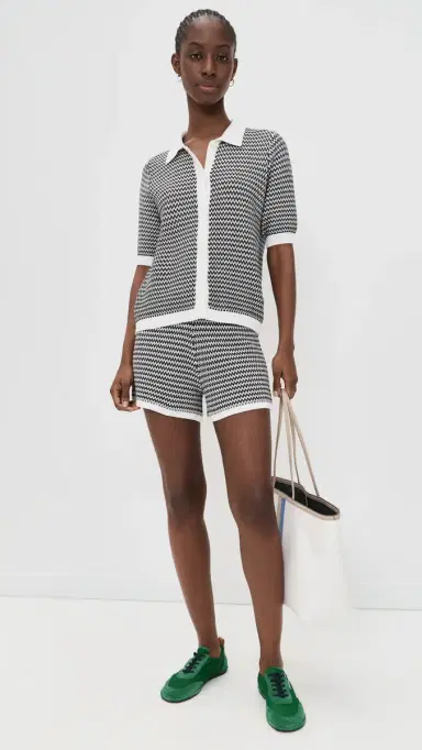 Varley Villiers Knit Shorts now White/Black | Thumbnail 5