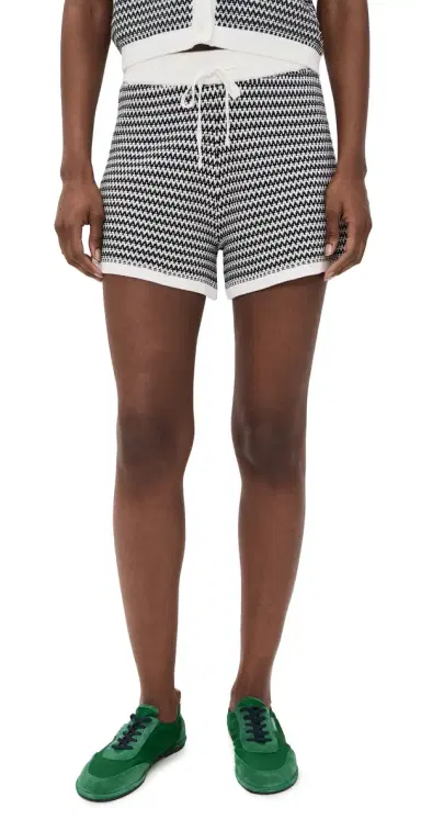 Varley Villiers Knit Shorts now White/Black | Thumbnail 1