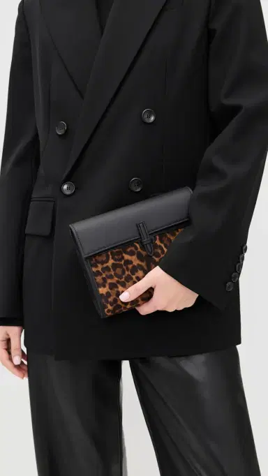 Hunting Season Small Soft Clutch in Suede Leopard/Black One Size | Thumbnail 3 Hunting Season Small Soft Clutch in Suede Leopard/Black One Size | Thumbnail 3
