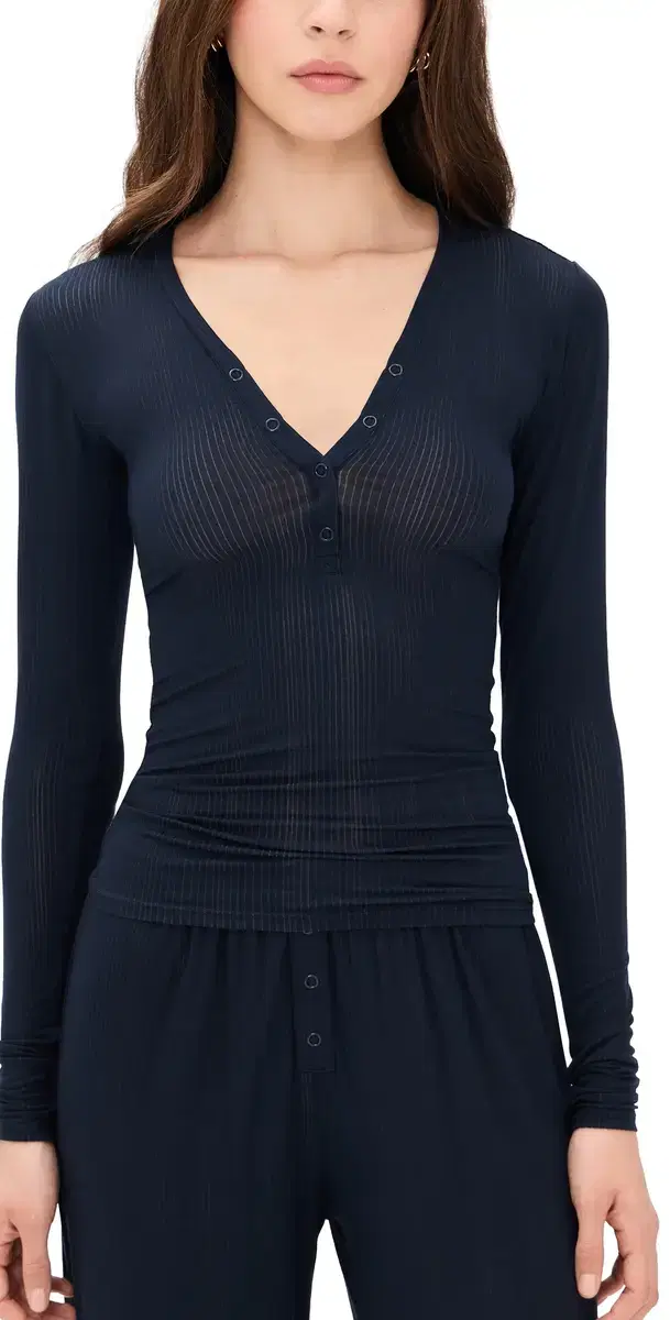 Whipped Henley Top Navy