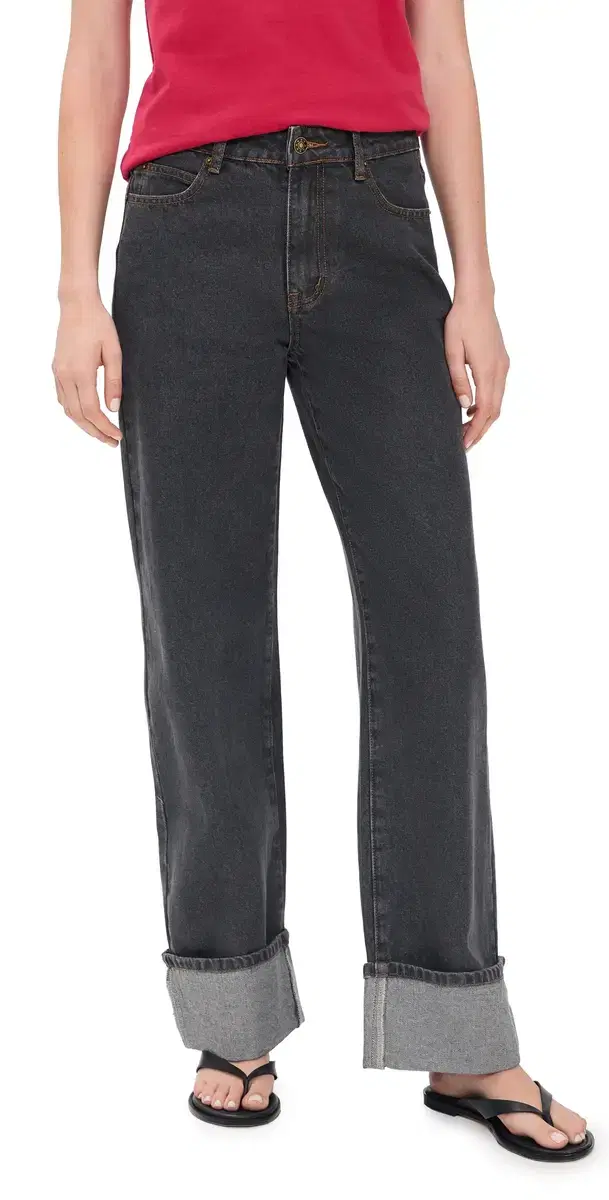 Lioness Top odel Cuffed Jeans Charcoal