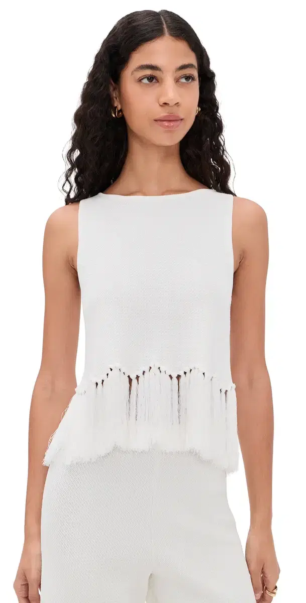 English Factory Fringe Detailed Sleeveless Knit Top Off White