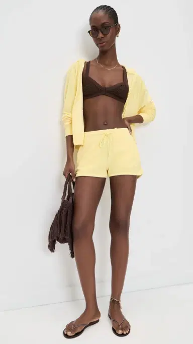 Hunza G Terry Towelling Shorts Butter | Thumbnail 5