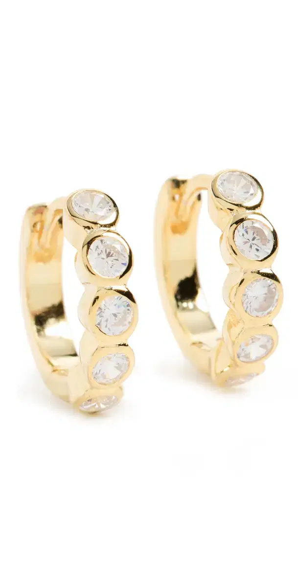 Bezel Huggie Hoop Earrings Gold One Size
