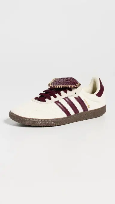 Adidas Samba Long Tongue Sneakers Cream White/Maroon/Gold Met 6 | Thumbnail 2
