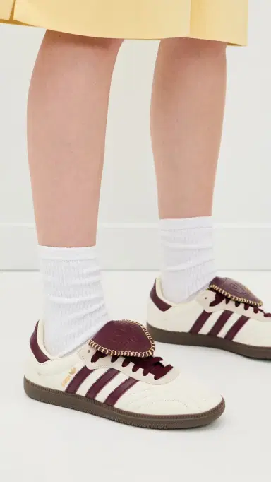 Adidas Samba Long Tongue Sneakers Cream White/Maroon/Gold Met 6 | Thumbnail 3